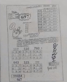 Thai Lottery 2nd Paper For 01-11-2018