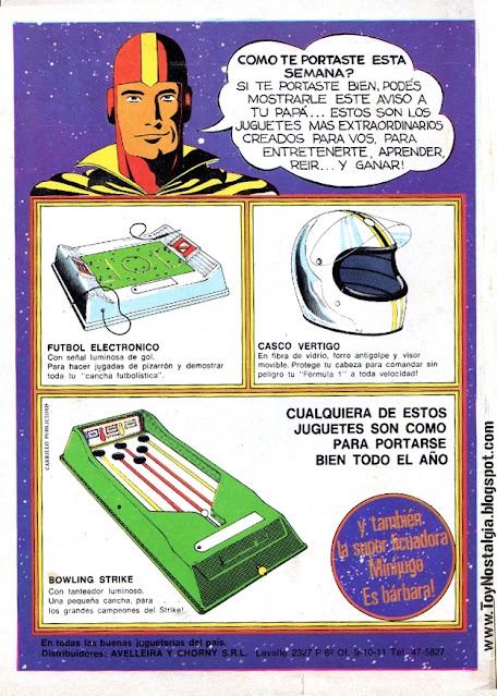 AVELLEIRA - Fútbol electrónico y casco vértigo (publicidades argentinas juguetes, golosinas y útiles)