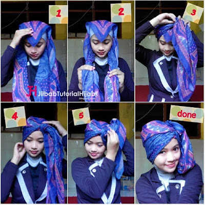 Tutorial Hijab Turban Segi Empat Simple Tanpa Jarum Pentul Terbaru