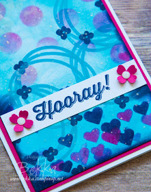 Hooray! Card With a Stenciled and Stamped Background