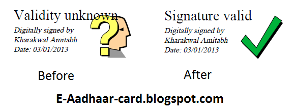 Validate Signature of e-Aadhaar Card Letter