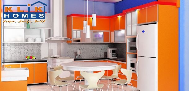 Harga Kitchen  Set  kitchen  set  dengan balutan warna  orange  