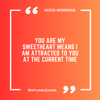 Good Morning Quotes, Wishes, Saying - wallnotesquotes - You are my sweetheart means I am attracted to you at the current time.