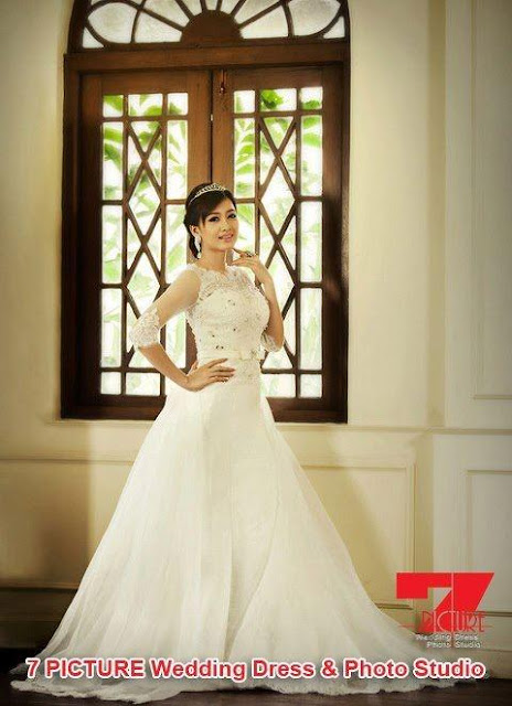 yu thandar tin with wedding dress