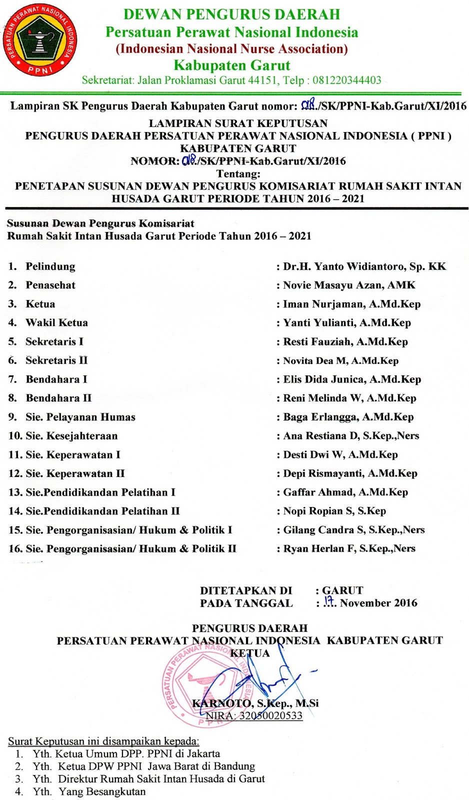 Dewan Pengurus Komisariat PPNI Rumah Sakit Intan Husada 