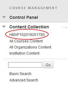 Course ID underneath Content Collection tab