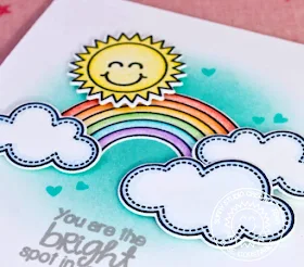 Sunny Studio Stamps: Sunny Sentiments You Are The Bright Spot Rainbow & Sunshine Card by Elise Constable.