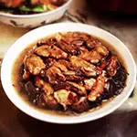 Black Sea Moss, braised, cantonese, chinese new year, dried mushroom, Dried Oysters, fat choy, feast, Roast Pork, 好市發財, 燒肉, 燜, 蠔豉, 髮菜