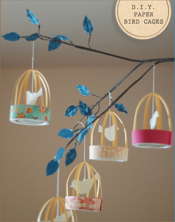 DIY Paper Cage Bird ornaments Inspired Decorations paper tutorial Celebration: diy