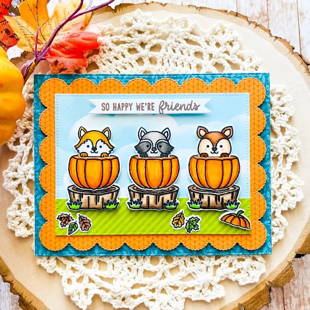 Sunny Studio Stamps: Fall Friends Frilly Frame Dies Fall Themed Card by Stephanie Isom