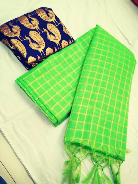  Latest Chanderi Cotton Saree  With Brocket blouse |Online buy saree 