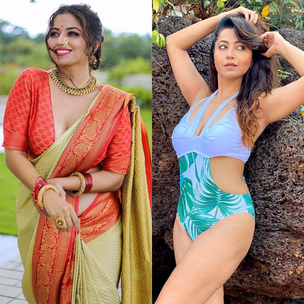 Ridhiema Tiwari saree vs bikini hot actress