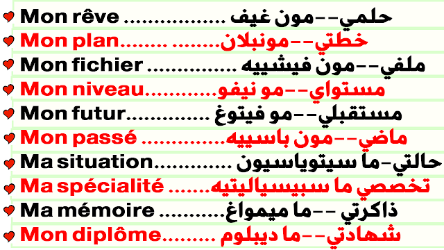 متى تقول Mon ومتى نقول Ma بالفرنسية للمبتدئين + أمثلة كثيرة + للتحميل PDF أيضاً