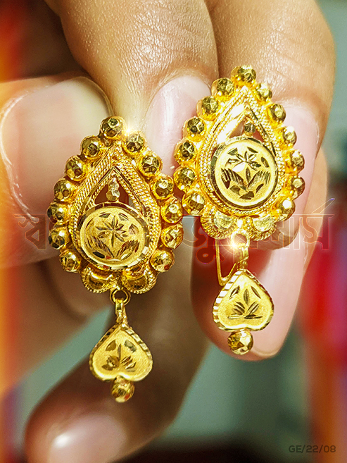 ৩ আনা নতুন কানের দুল ২২ ক্যারেট দেখুন (Latest 3 Ana/Gram Gold Earring) 18/21/22/24 Karat KDM Price in BD Buy Online