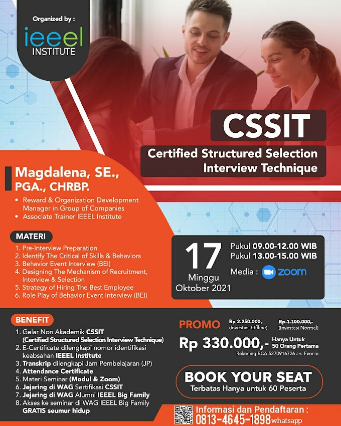 Gelar Non Akademik Certified Structured Selection Interview Technique