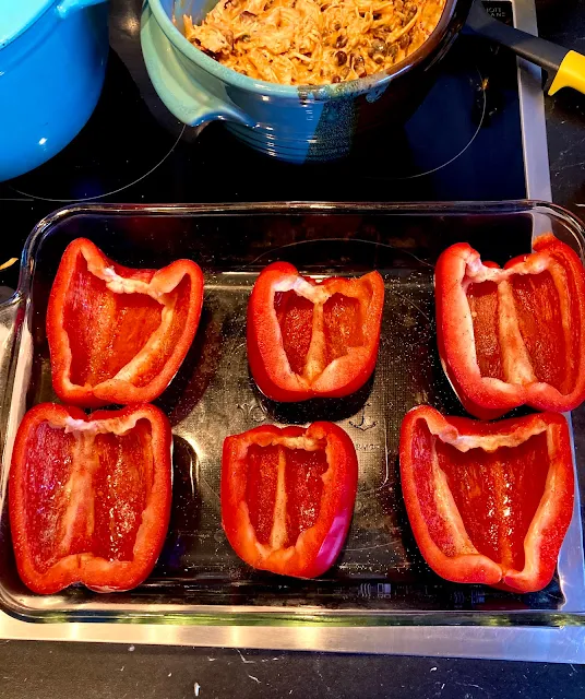 Buffalo chicken stuffed peppers- Lauren@Mizhelenscountrycottage