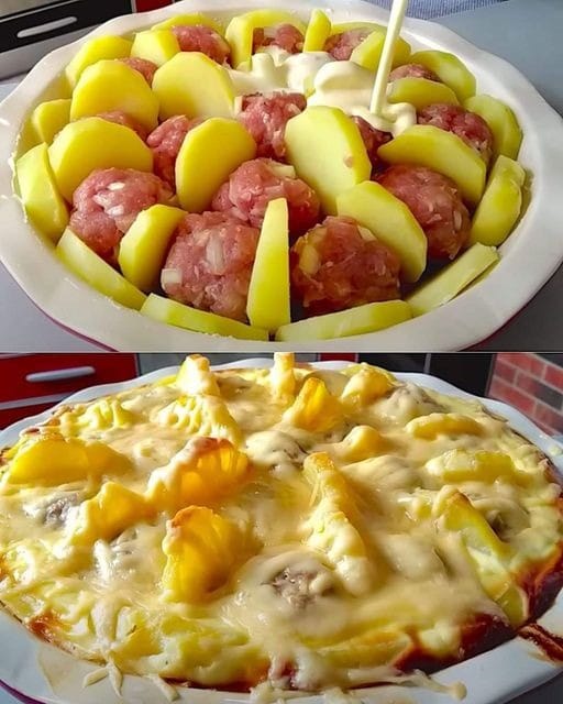 Meatball and potatoes casserole: the easy meal rich in flavors
