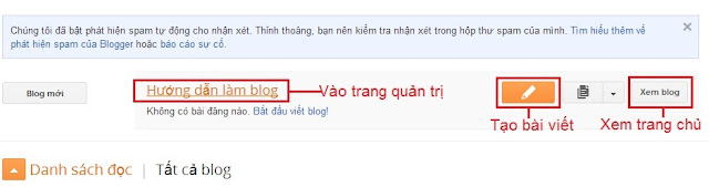 Làm quen với giao diện Blogspot - Danh sách blog