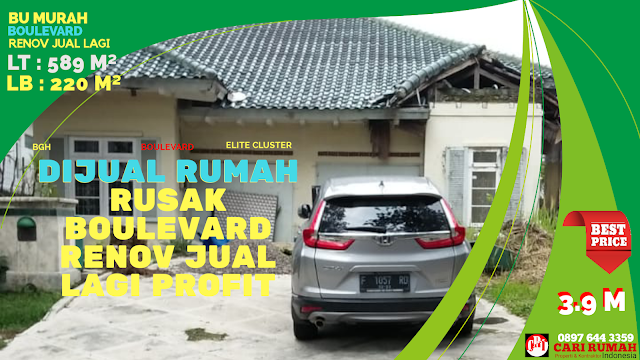 DIJUAL RUMAH RUSAK RENOV JUAL LAGI PROFIT JL UTAMA CLUSTER BUKIT GOLF HIJAU SENTULCITY BOGOR