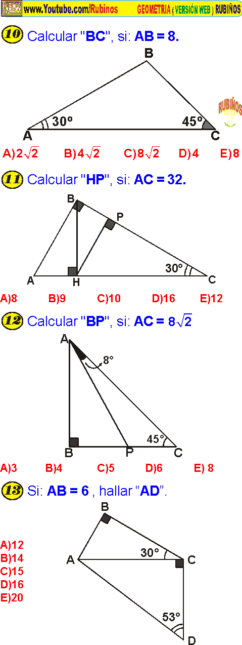 Triangulos Notables De 30 Y 60 45 Y 45 37 Y 53 De Geometria Basica Matematicas De Secundaria Y Preuniversitaria
