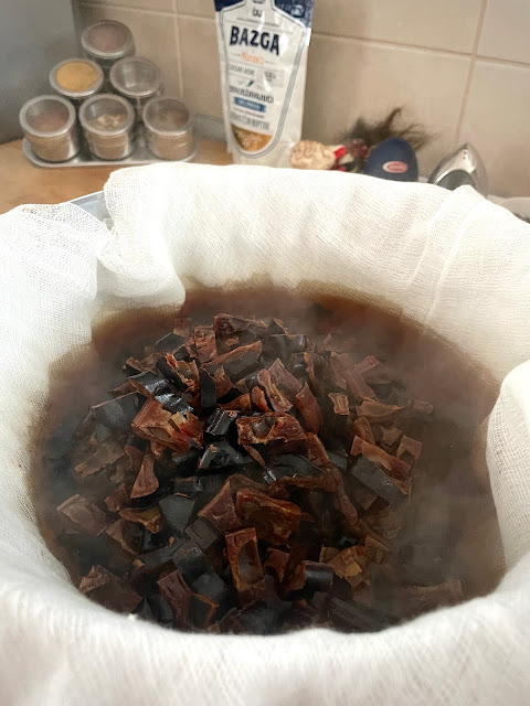 Strain the carob mixture