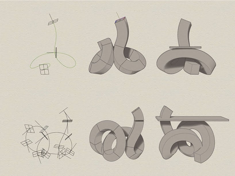 Estos muebles están diseñados inspirados en la escritura en pincel cursiva china
