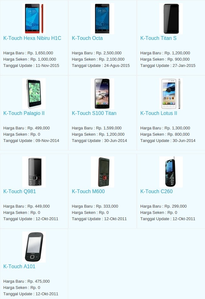 Harga Hp Terbaru K-Touch Agustus 2017