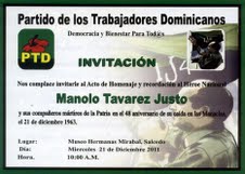 PTD rendirá homenaje a Manolo Tavarez Justo este miercoles