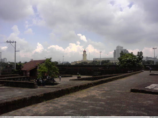 View of Manila City Hall on the walls of Intramuros