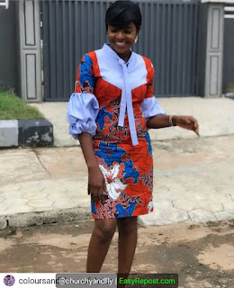 knee-length Ankara dress outfit