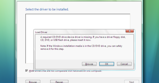 Solution to Missing CD/DVD Driver Problem while installing ...