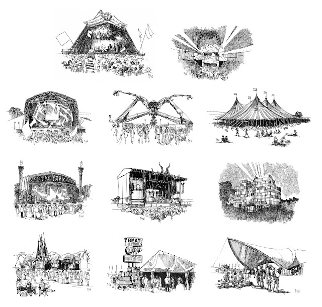 11 black and whites sketches I created for a wedding