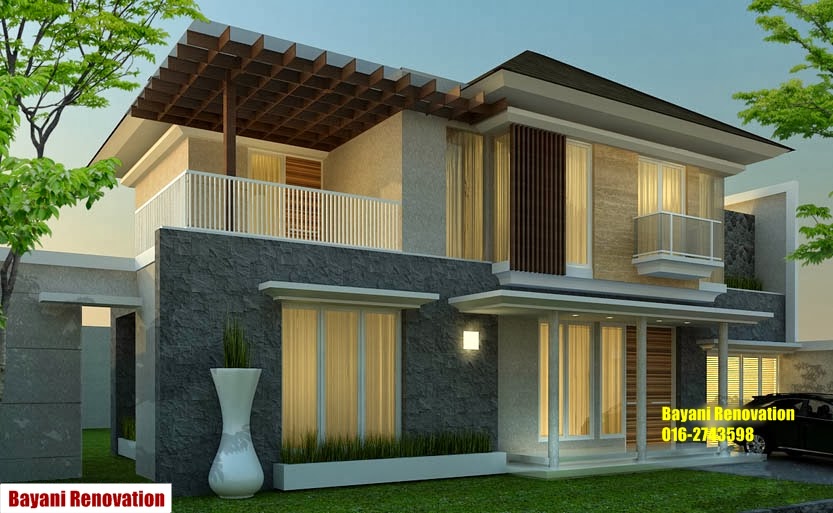 Design rumah banglo cantik: Desain banglo tropis desain rumah 2 lantai 