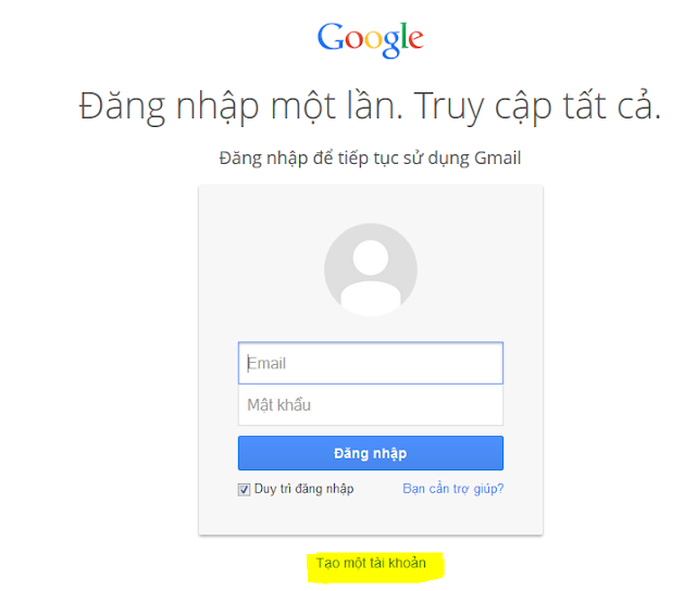 đăng ký tài khoản Gmail 