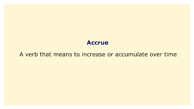 A verb that means to increase or accumulate over time.