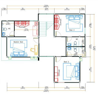 Conception plan maison incroyable 12,4 x 11 mètres avec 4 chambres