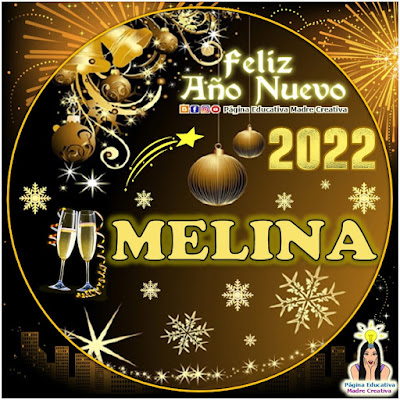 Nombre MELINA por Año Nuevo 2022 - Cartelito mujer