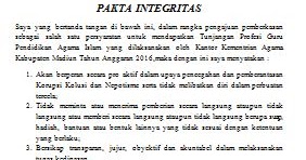 Download Contoh Pakta Integritas Tunjangan Profesi Guru PAI