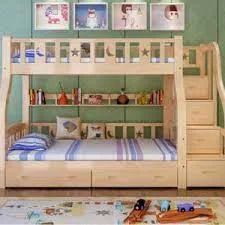 Wooden Bunk Slide Kids Beds with Desk and Drawers in Pakistan