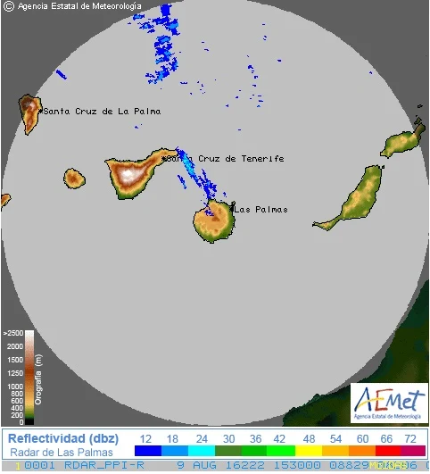 Previsión lluvia norte Gran Canaria 9 agosto