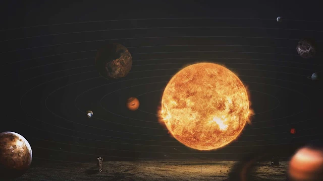 Solar System Sun Planets Astronaut wallpaper.