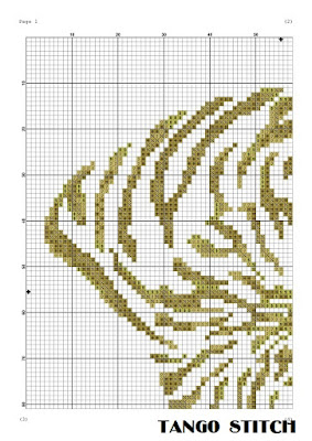 Gold shell watercolor easy cross stitch pattern