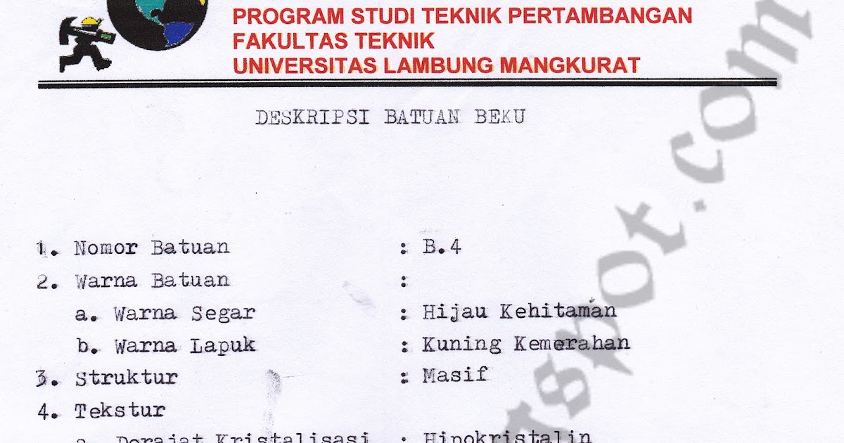 Contoh Deskripsi Mineral dan Batuan Beku ~ Ilmu Pertambangan