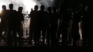 Security forces at D-Chowk, Islamabad, during a tense standoff on Tuesday night