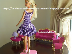 Vestidinho de Croche Com Pontas de Flores Para Barbie Por Pecunia MillioM 34