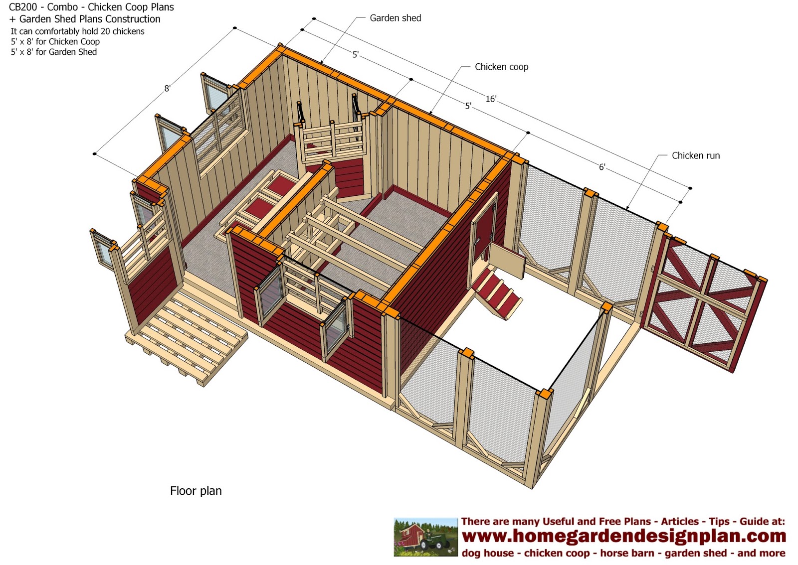 home garden plans: CB200 - Combo Plans - Chicken Coop ...