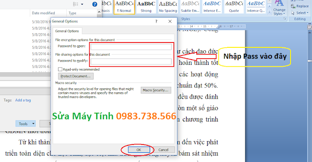 Đặt mật khẩu file Excel, Word - H04