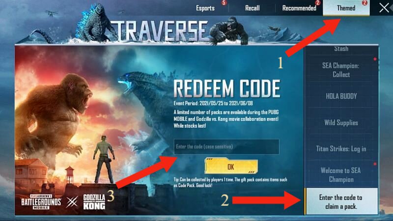 PUBG Mobile Godzilla Reward Code