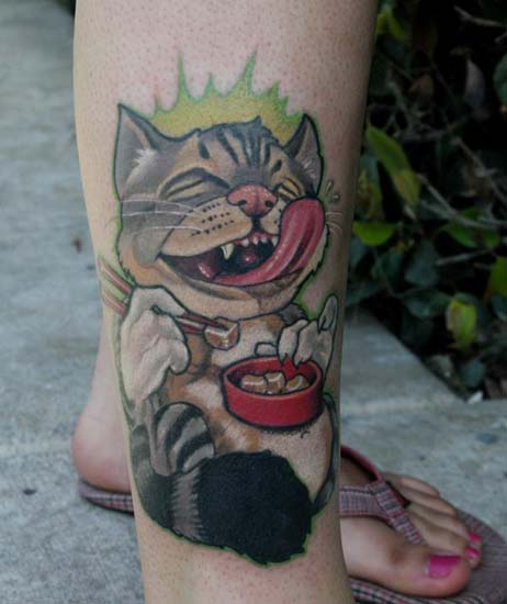 cat tattoo on belly. Cat Tattoos