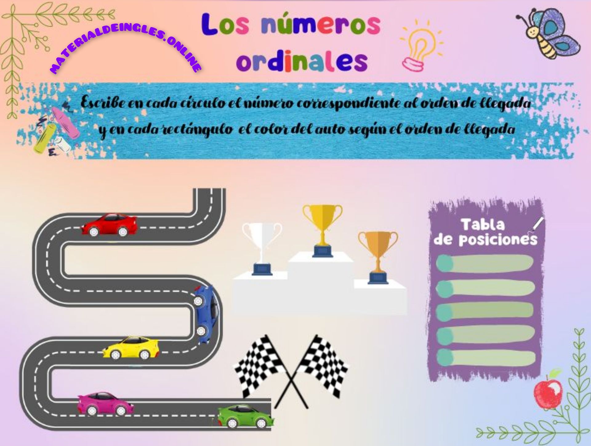 Juego para practicar los números ordinales en inglés